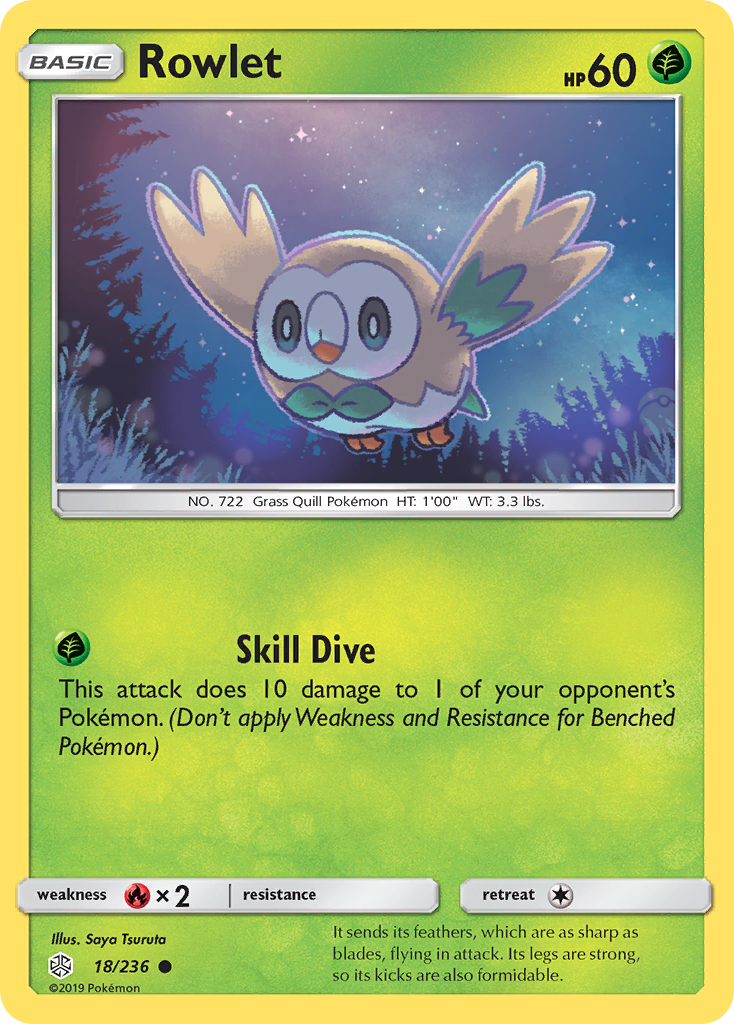 Rowlet 18/236 Common | Cosmic Eclipse | Pokemon Card