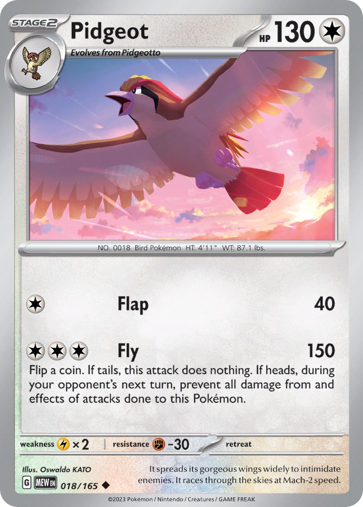 Pidgeot 18/165 Uncommon | 151 | Pokemon Card