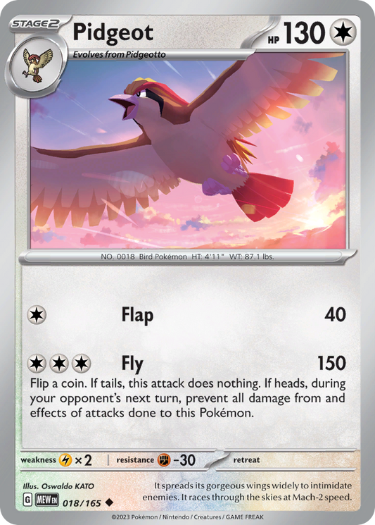 Pidgeot 18/165 Uncommon | 151 | Pokemon Card