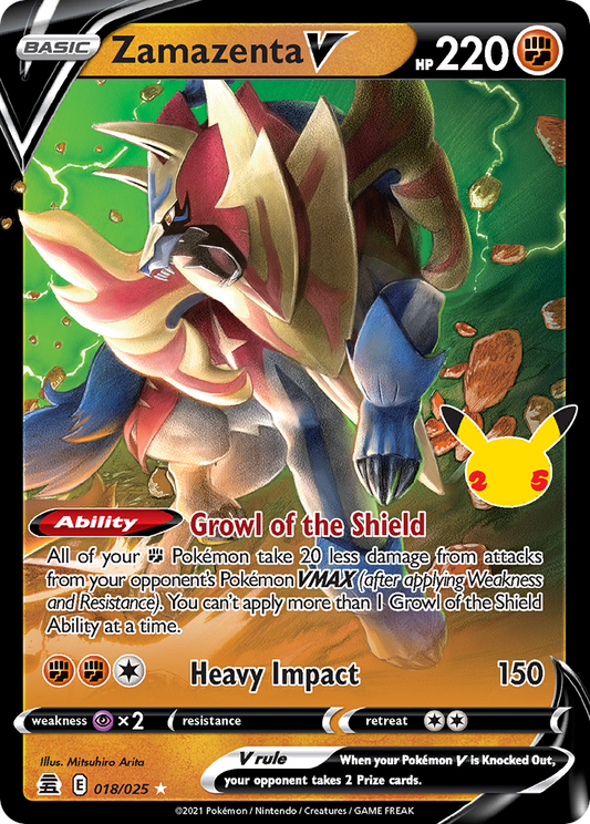 Zamazenta V 18/25 Rare Holo V | Celebrations | Pokemon Card