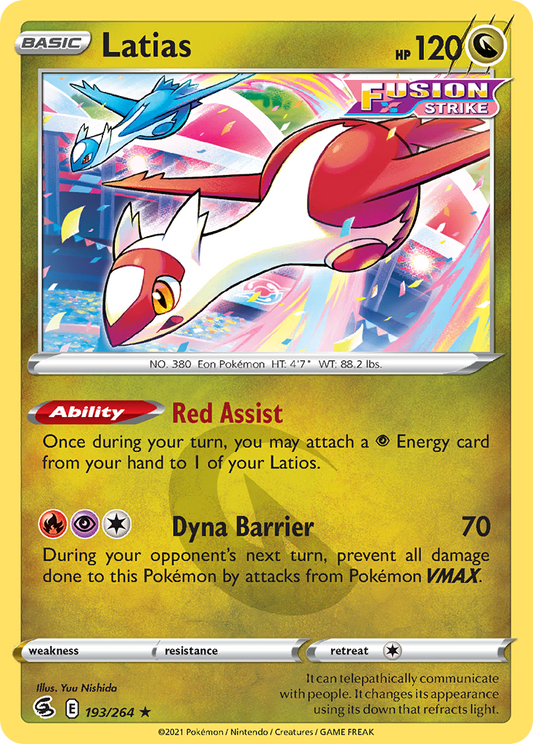 Latias 193/264 Rare | Fusion Strike | Pokemon Card