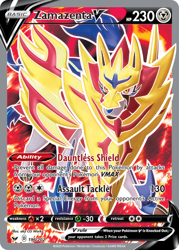 Zamazenta V 196/202 Rare Ultra | Sword & Shield | Pokemon Card