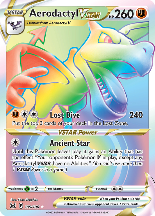 Aerodactyl VSTAR 199/196 Rare Rainbow | Lost Origin | Pokemon Card