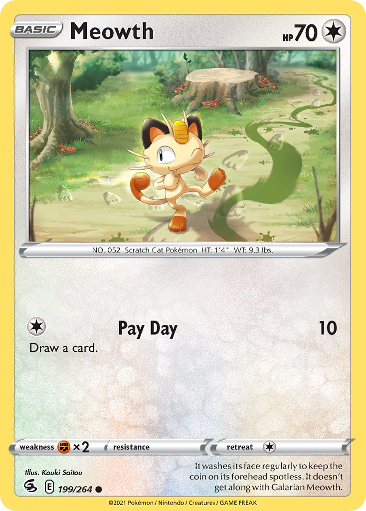 Meowth 199/264 Common | Fusion Strike | Pokemon Card