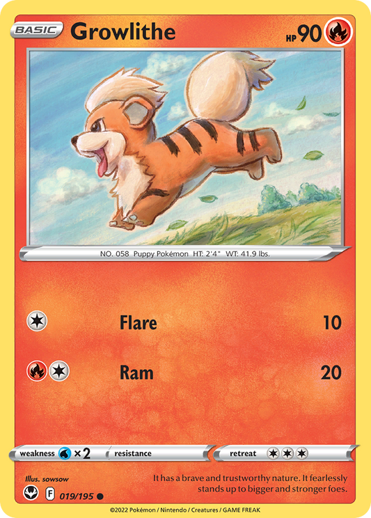 Growlithe 19/195 Common | Silver Tempest | Pokemon Card