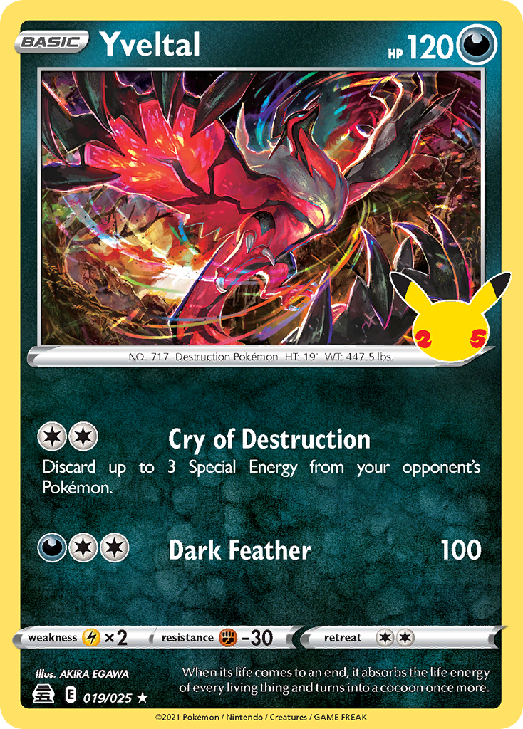 Yveltal 19/25 Rare Holo | Celebrations | Pokemon Card