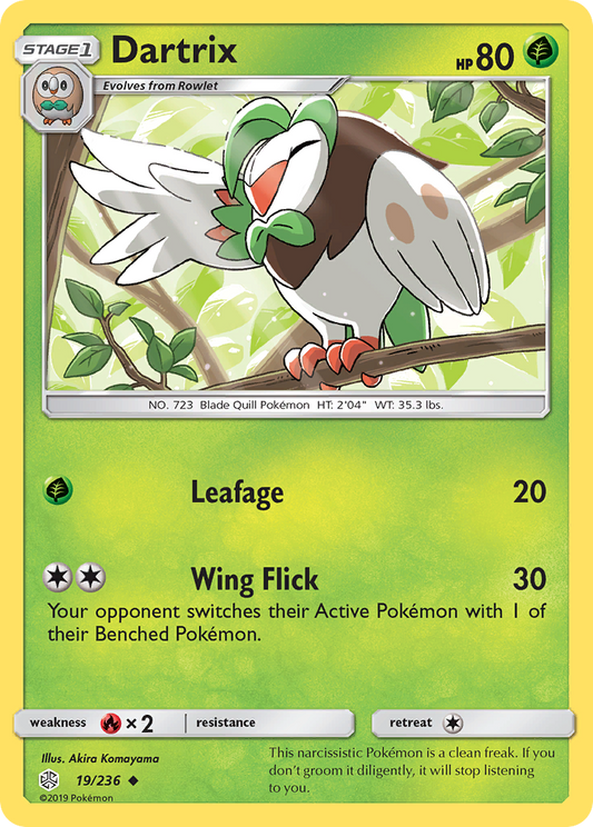 Dartrix 19/236 Uncommon | Cosmic Eclipse | Pokemon Card