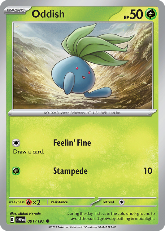 Oddish 1/197 Common | Obsidian Flames | Pokemon Card