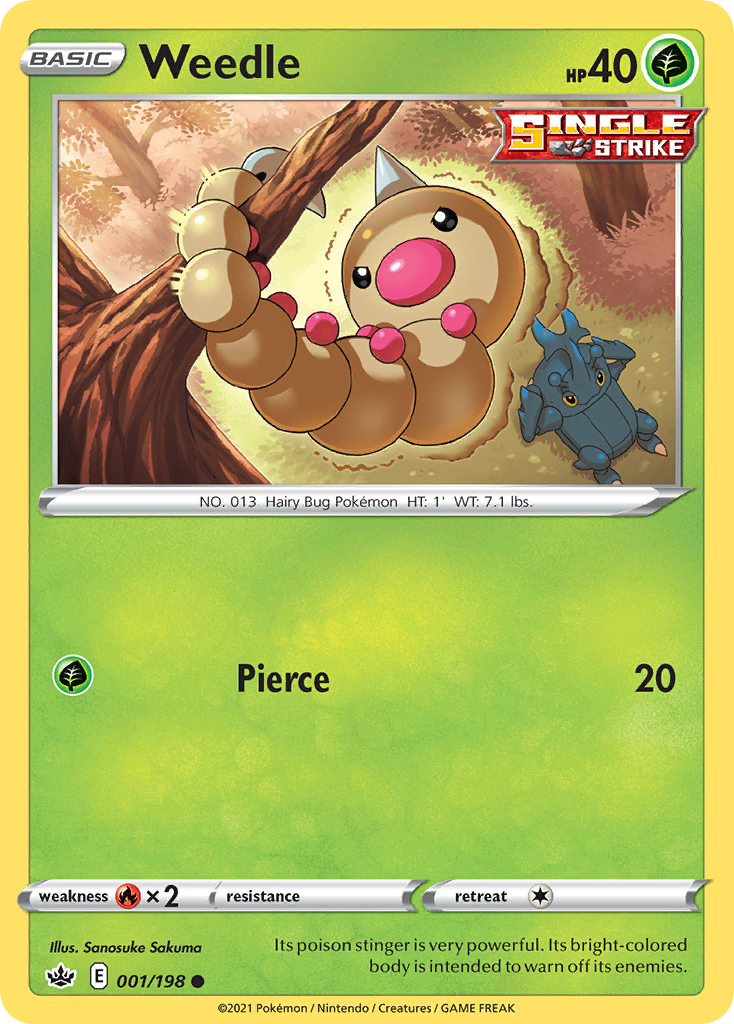 Weedle 1/198 Common | Chilling Reign | Pokemon Card