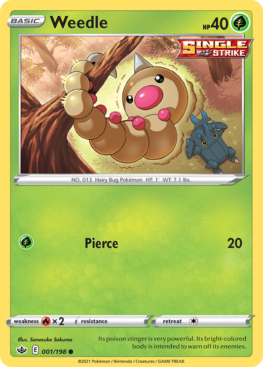 Weedle 1/198 Common | Chilling Reign | Pokemon Card