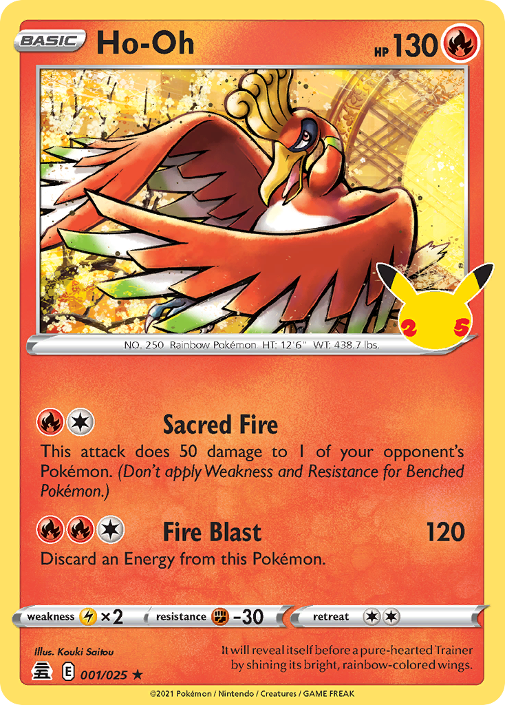 Ho-Oh 1/25 Rare Holo | Celebrations | Pokemon Card