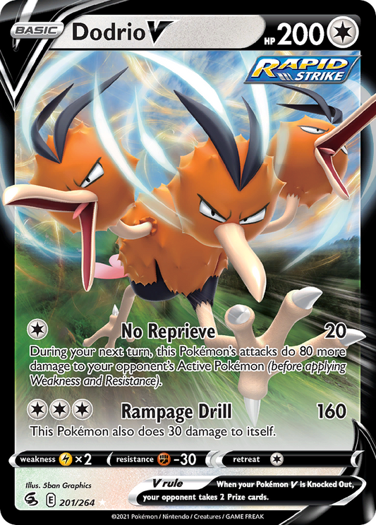 Dodrio V 201/264 Rare Holo V | Fusion Strike | Pokemon Card