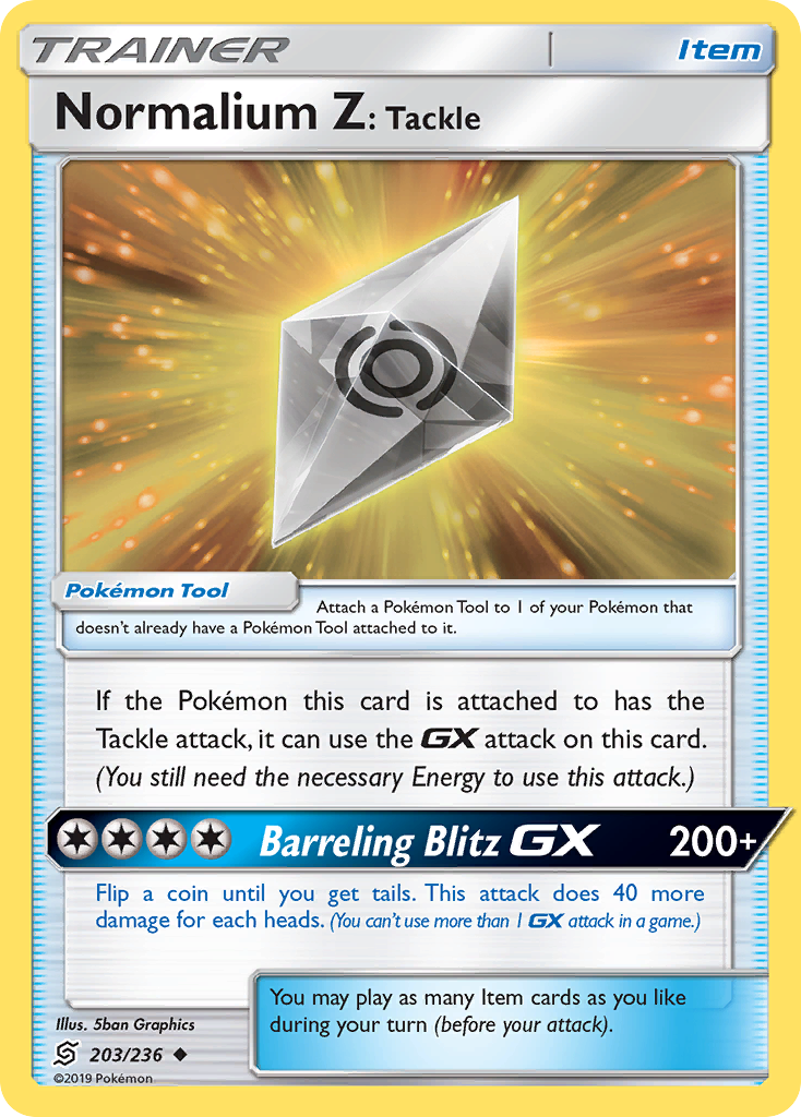 Normalium Z: Tackle 203/236 Uncommon | Unified Minds | Pokemon Card