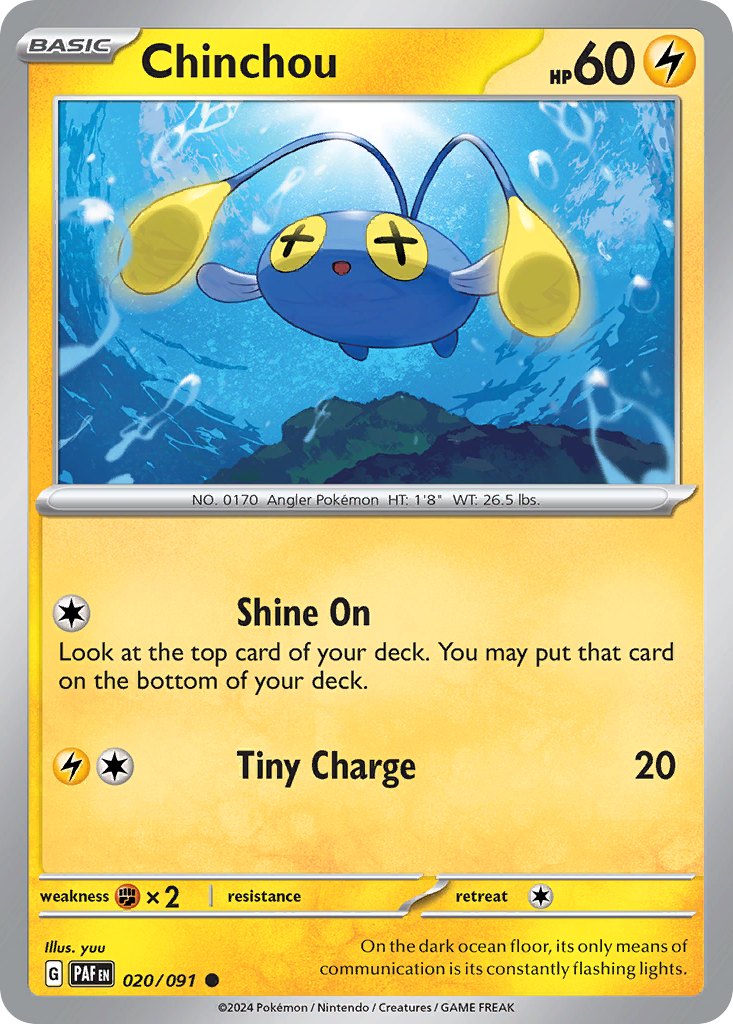 Chinchou 20/91 Common | Paldean Fates | Pokemon Card