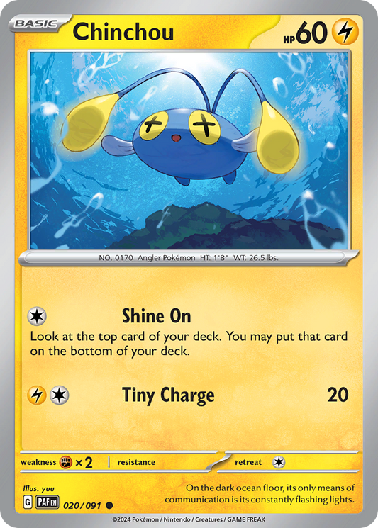 Chinchou 20/91 Common | Paldean Fates | Pokemon Card