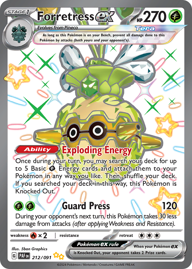 Forretress ex 212/91 Shiny Ultra Rare | Paldean Fates | Pokemon Card