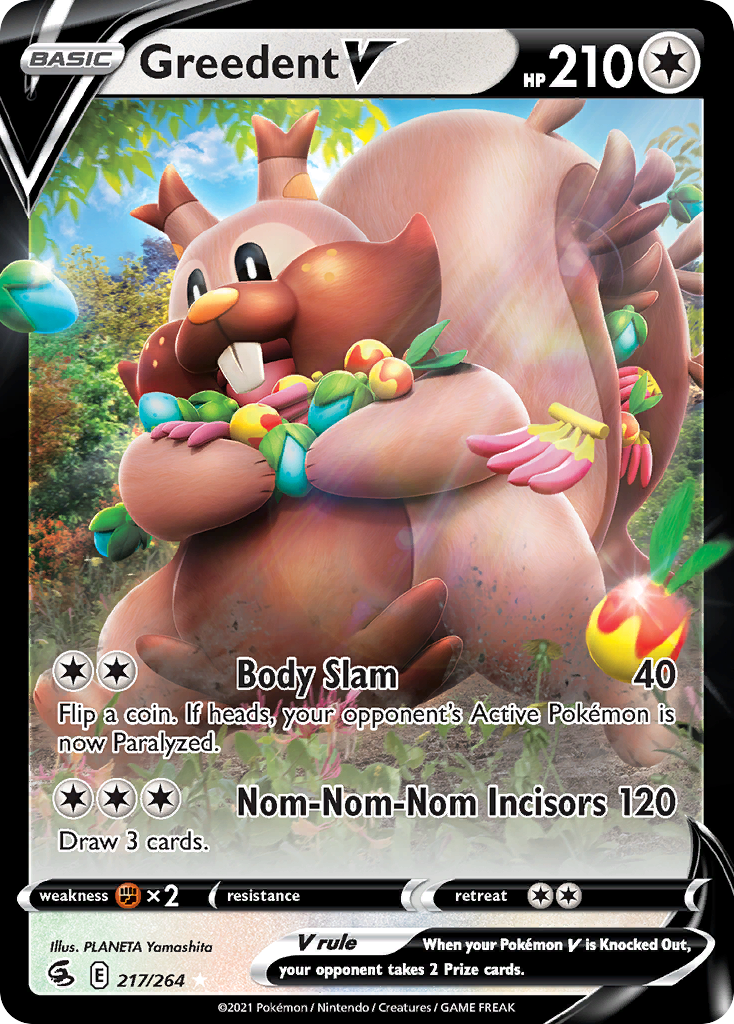 Greedent V 217/264 Rare Holo V | Fusion Strike | Pokemon Card