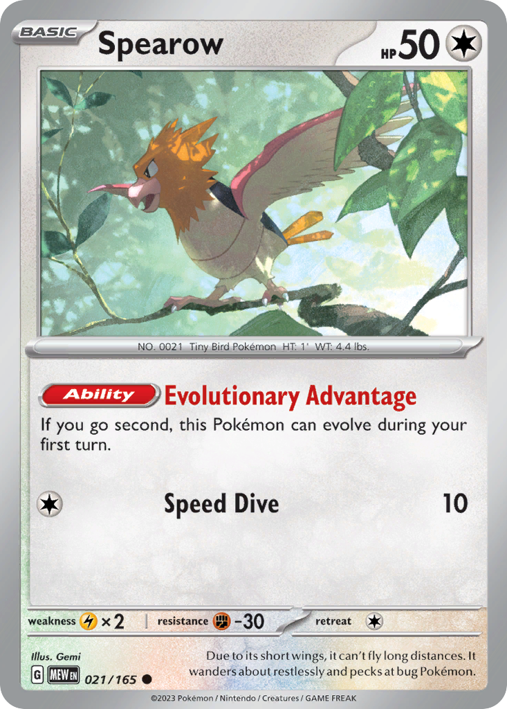 Spearow 21/165 Common | 151 | Pokemon Card