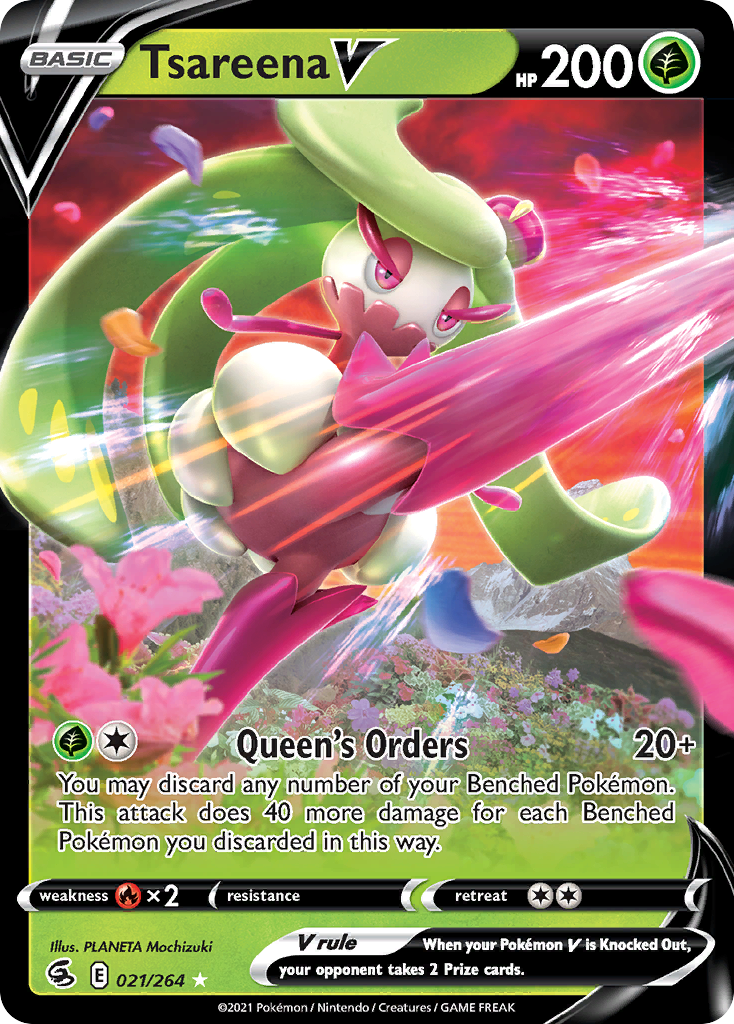 Tsareena V 21/264 Rare Holo V | Fusion Strike | Pokemon Card