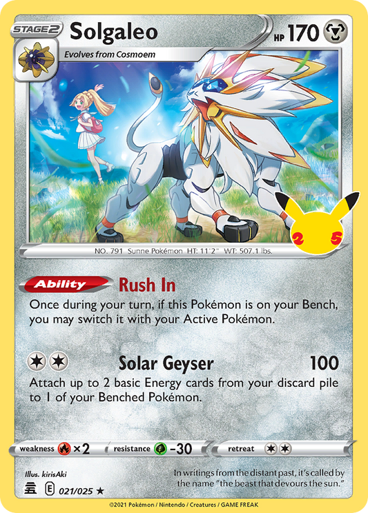 Solgaleo 21/25 Rare Holo | Celebrations | Pokemon Card