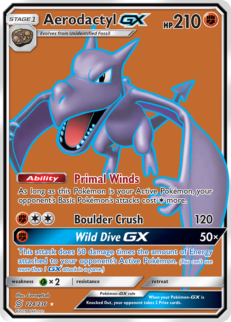 Aerodactyl-GX 224/236 Rare Ultra | Unified Minds | Pokemon Card