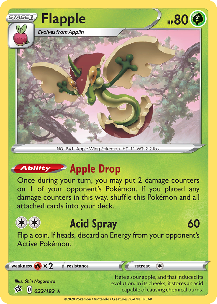 Flapple 22/192 Rare Holo | Rebel Clash | Pokemon Card