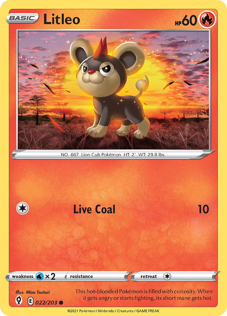 Litleo 22/203 Common | Evolving Skies | Pokemon Card