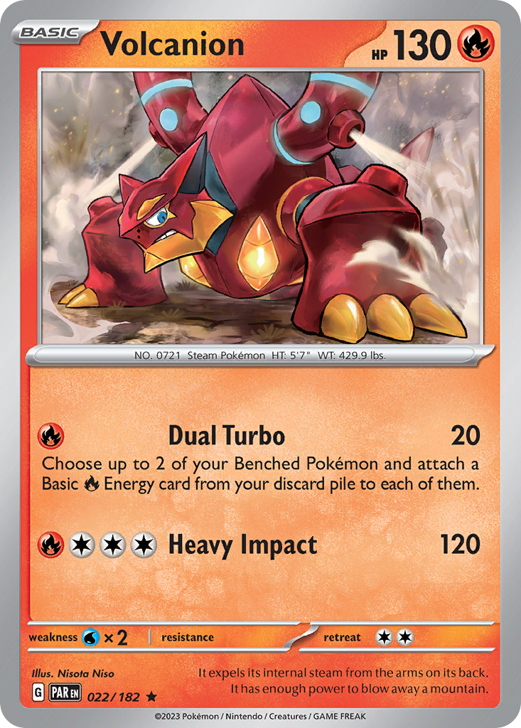 Volcanion 22/182 Rare Holo | Paradox Rift | Pokemon Card