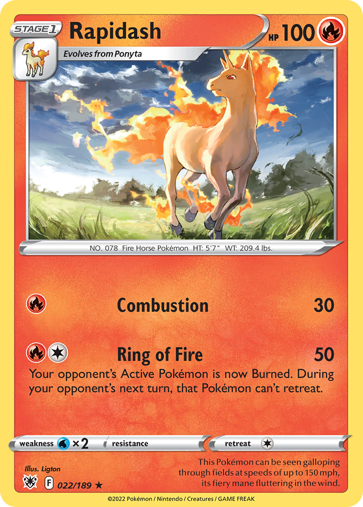 Rapidash 22/189 Rare | Astral Radiance | Pokemon Card