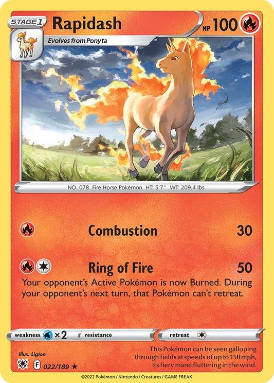 Rapidash 22/189 Rare | Astral Radiance | Pokemon Card