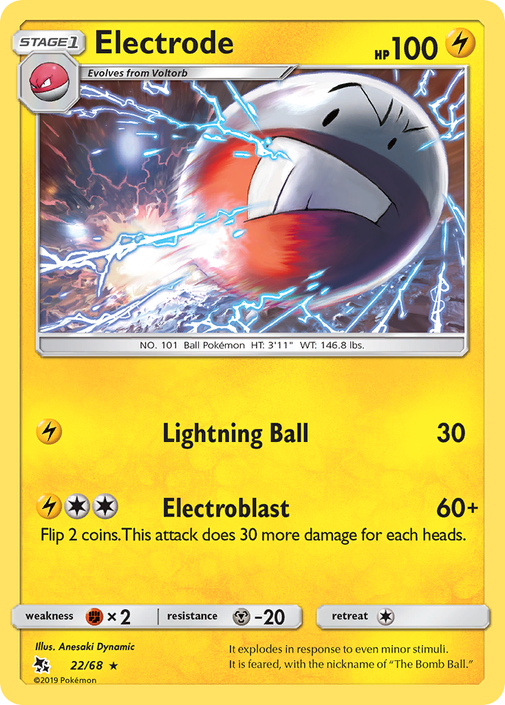 Electrode 22/68 Rare | Hidden Fates | Pokemon Card