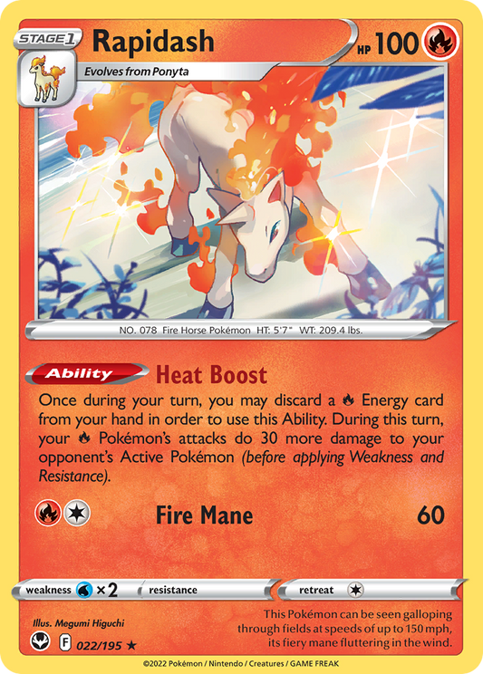 Rapidash 22/195 Rare Holo | Silver Tempest | Pokemon Card