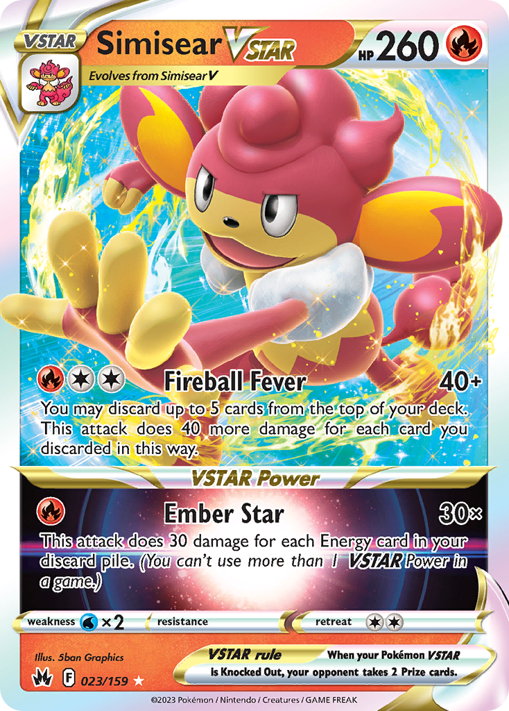 Simisear VSTAR 23/159 Rare Holo VSTAR | Crown Zenith | Pokemon Card