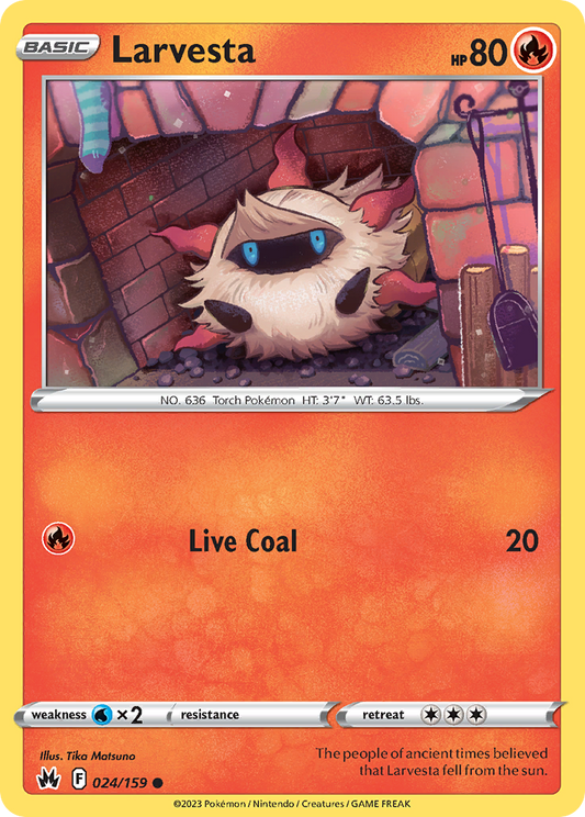 Larvesta 24/159 Common | Crown Zenith | Pokemon Card