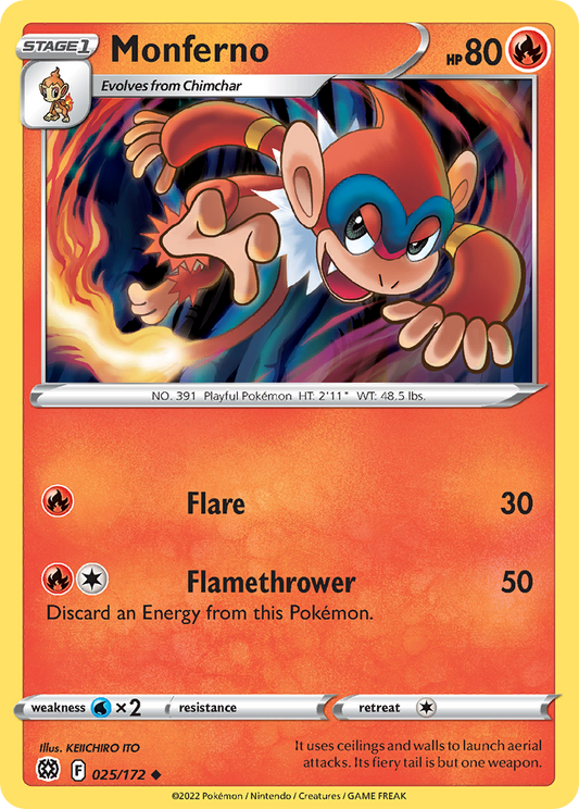 Monferno 25/172 Uncommon | Brilliant Stars | Pokemon Card