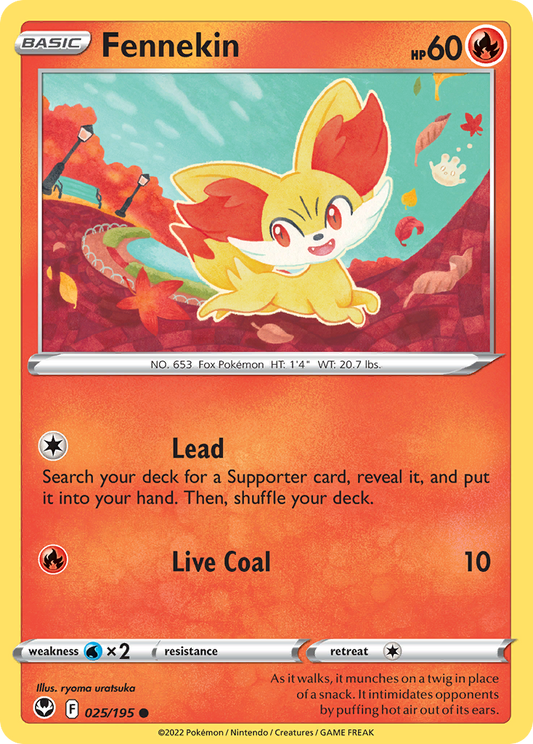 Fennekin 25/195 Common | Silver Tempest | Pokemon Card