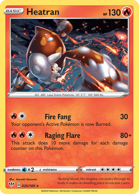 Heatran 25/189 Rare Holo | Darkness Ablaze | Pokemon Card