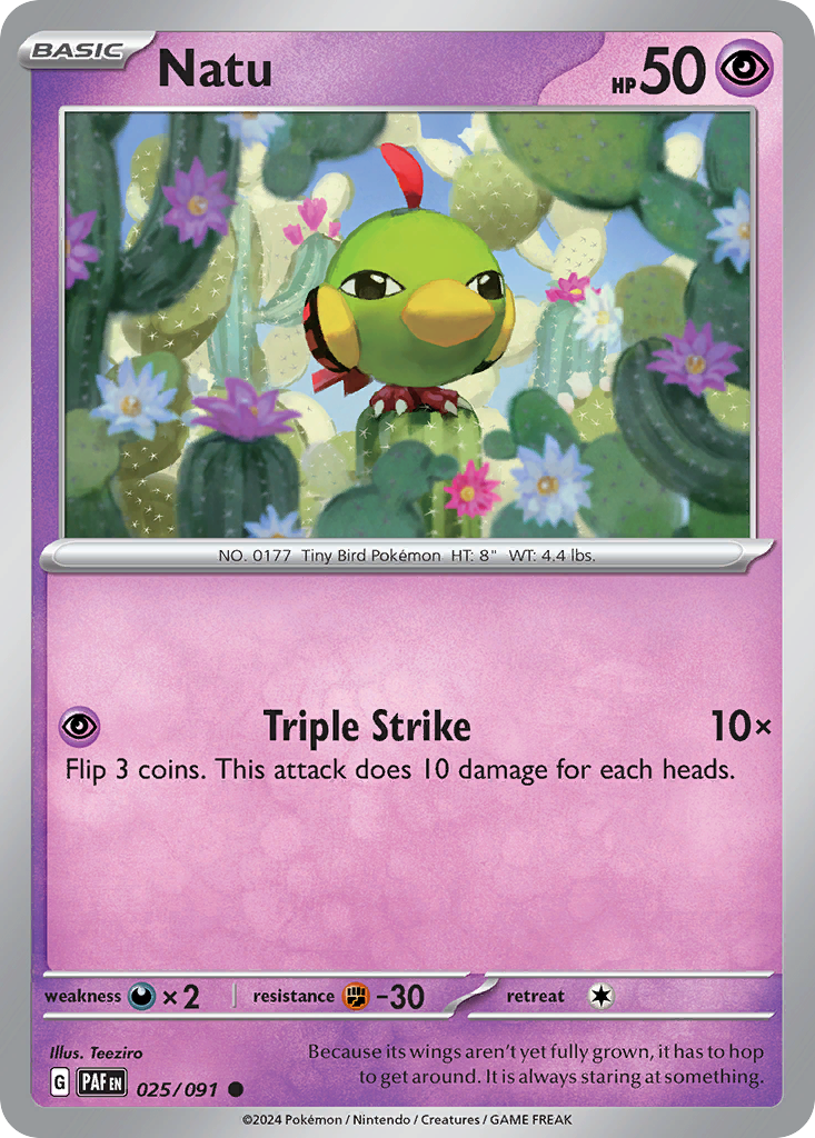 Natu 25/91 Common | Paldean Fates | Pokemon Card