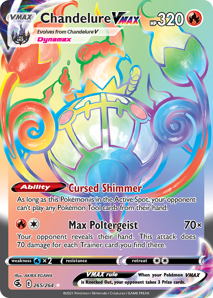 Chandelure VMAX 265/264 Rare Rainbow | Fusion Strike | Pokemon Card