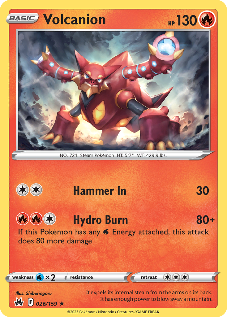 Volcanion 26/159 Rare Holo | Crown Zenith | Pokemon Card