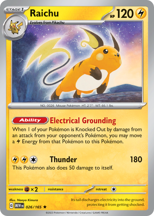 Raichu 26/165 Rare Holo | 151 | Pokemon Card