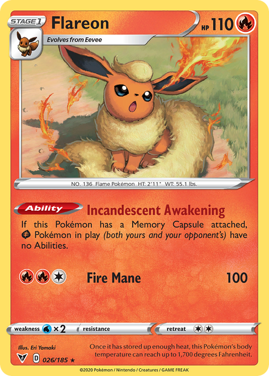 Flareon 26/185 Rare | Vivid Voltage | Pokemon Card