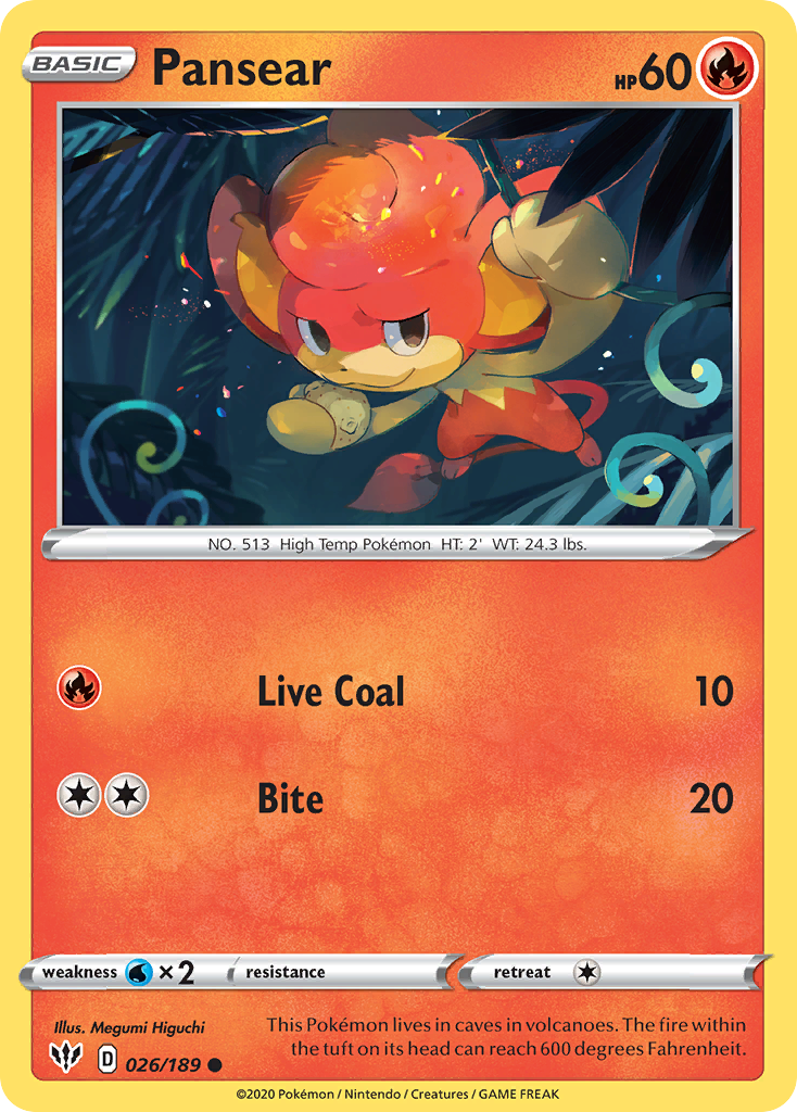 Pansear 26/189 Common | Darkness Ablaze | Pokemon Card