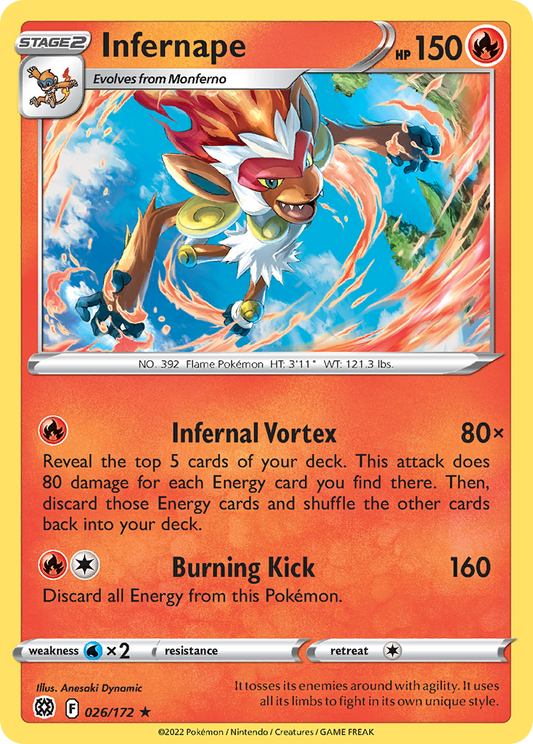 Infernape 26/172 Rare Holo | Brilliant Stars | Pokemon Card