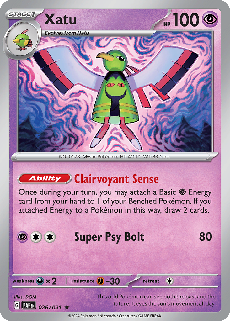 Xatu 26/91 Rare Holo | Paldean Fates | Pokemon Card