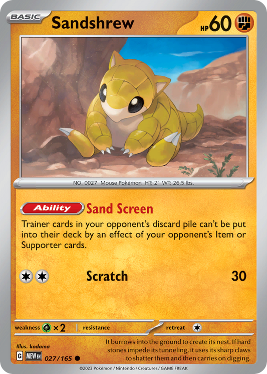 Sandshrew 27/165 Common | 151 | Pokemon Card