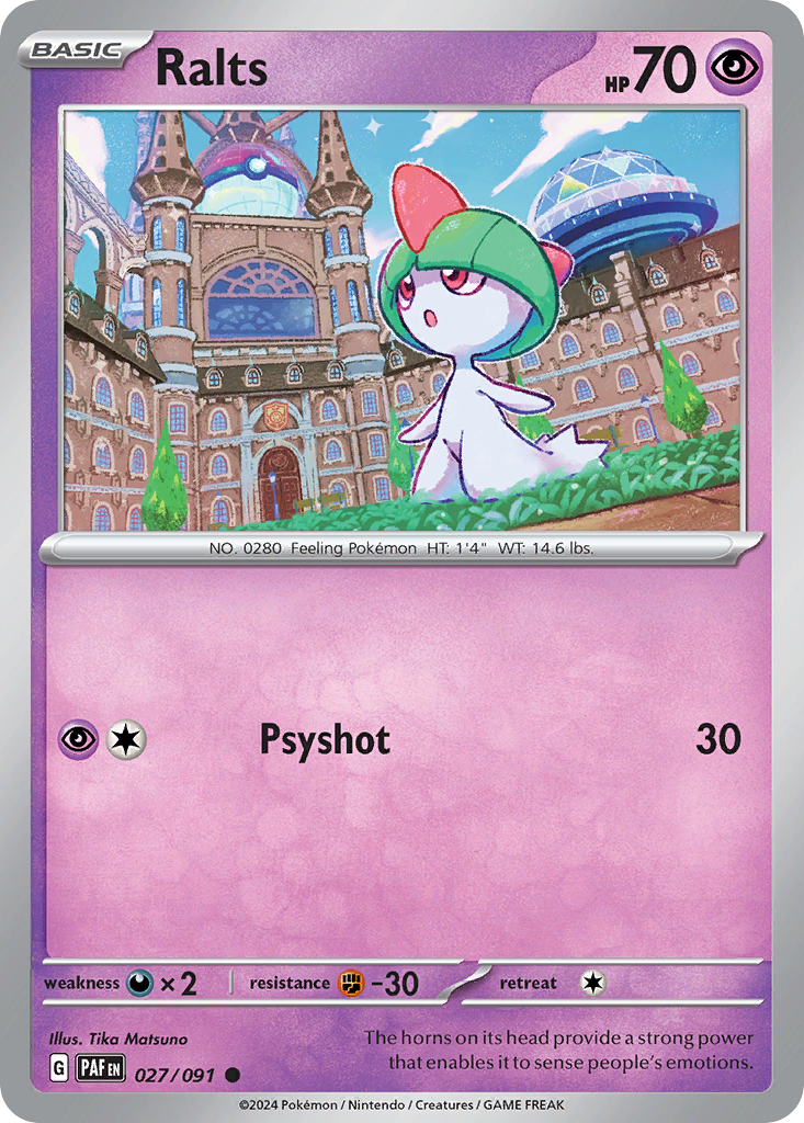 Ralts 27/91 Common | Paldean Fates | Pokemon Card