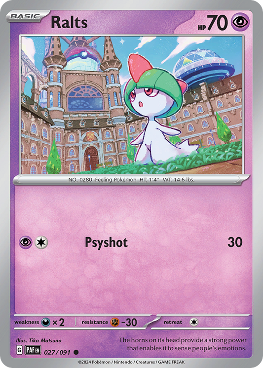 Ralts 27/91 Common | Paldean Fates | Pokemon Card