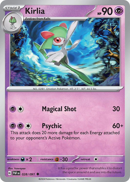 Kirlia 28/91 Uncommon | Paldean Fates | Pokemon Card