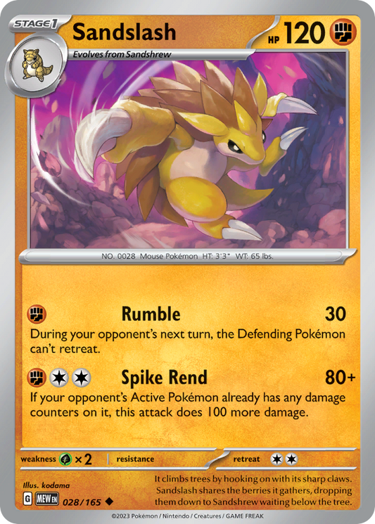 Sandslash 28/165 Uncommon | 151 | Pokemon Card